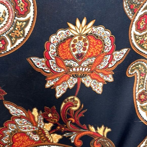 Betmar Italy Large Scarf Shawl Black Orange White Paisley - Picture 12 of 15